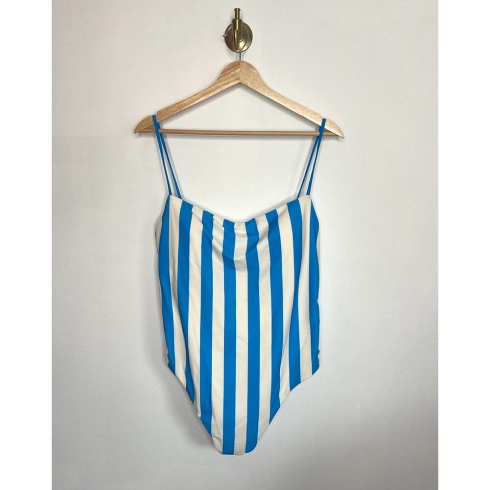 Shade & Shore Retro Blue Stripe One Piece Swimsuit